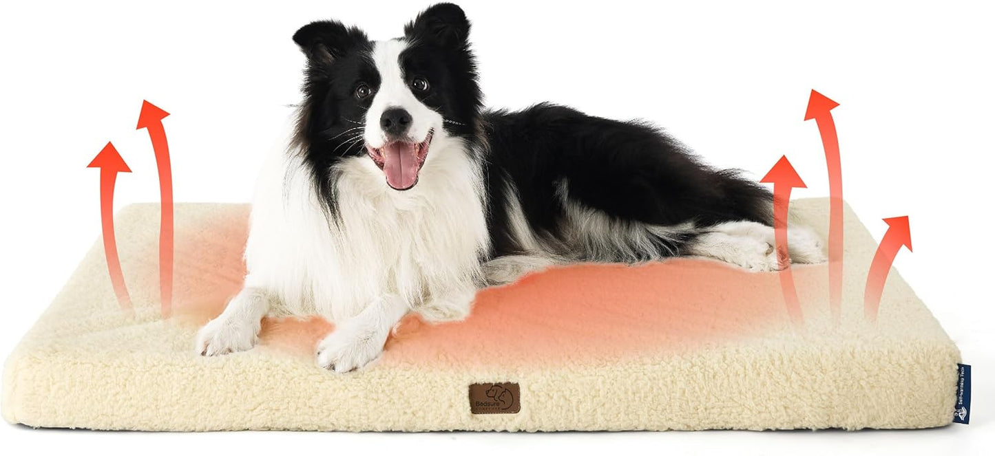 Bedsure Dog Beds Large Sized Dog - Comfy Flat Pet Beds with Removable Washable Cover, Orthopedic Egg Crate Foam Puppy Mat, Suitable for Pet Up to 65 lbs