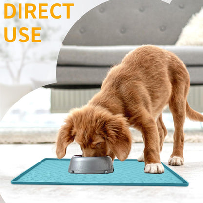 Ptlom Pet Placemat for Dog and Cat, Mat for Prevent Food and Water Overflow, Suitable for Small, Medium and Big Pet, 18" 12", Grey, Silicone
