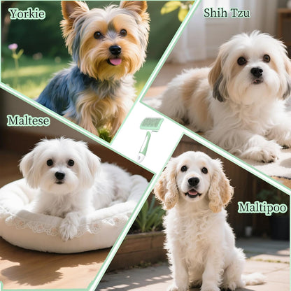 Self Cleaning Slicker Dog Brush for Small Long-Haired Breeds, One-Click Hair Removal, Puppy Essentials, Fit Yorkie, Shih Tzu, Maltese, Maltipoo, Pomeranian, Pet Grooming Tool (Pink)