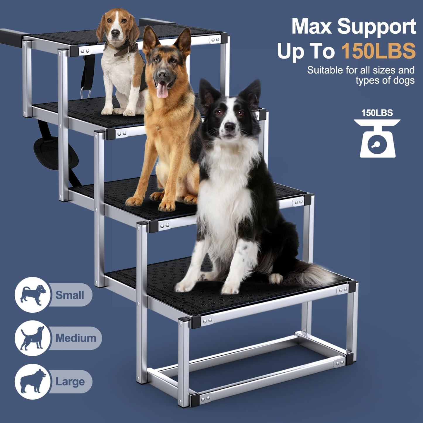 Dog Ramp for Car 63" Long & 17.3" Wide Portable Dog Ramps for Large Dogs with Non-Slip Rug Surface Dog Car Ramp for SUV Car & Truck, Folding Dog Ramp Up to 250LBS