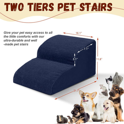 Dog Stairs for Small Dogs - High Density Foam Dog Ramp, Extra Wide Pet Steps with Non-Slip Bottom for High Beds, Couche and Sofa, Best for Pet Injured, Older Dogs Cats (Grey, 4 Steps)
