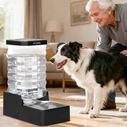 RIZZARI 10L Stainless Steel Dog Water Dispenser – Large Capacity Gravity Auto-Refill Waterer with Anti-Tip Design for Large Dogs, Ideal for Living Rooms, Offices & Indoor Pet Spaces
