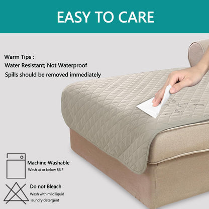 U-NICE HOME Reversible Sofa Cover Washable Couch Cover for Dogs Friendly with Elastic Straps Water Repellent Furniture Protector for 3 Cushion Couch (Sofa, Coffee/Beige) - Colors A