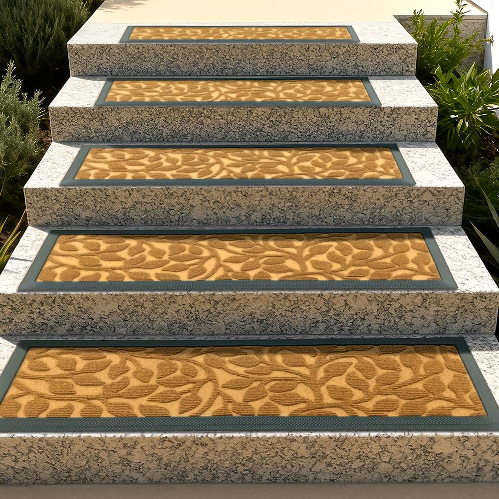 Stair Runners for Wooden Steps, Non Slip Stair Carpet Treads, 2 Pcs 30" x 8.5" Stair Mats Rug Heat Insulation Rubber Backing, Staircase Step Treads for Elders, Dogs & Kids, Coco Lattice.