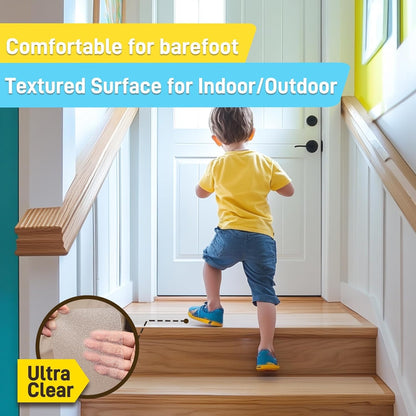 LifeGrip Stair Treads Non-Slip (15PCS), Anti Slip Transparent Stair Treads Tape for Indoor Wooden Step (4"X30"X15P-Treads)