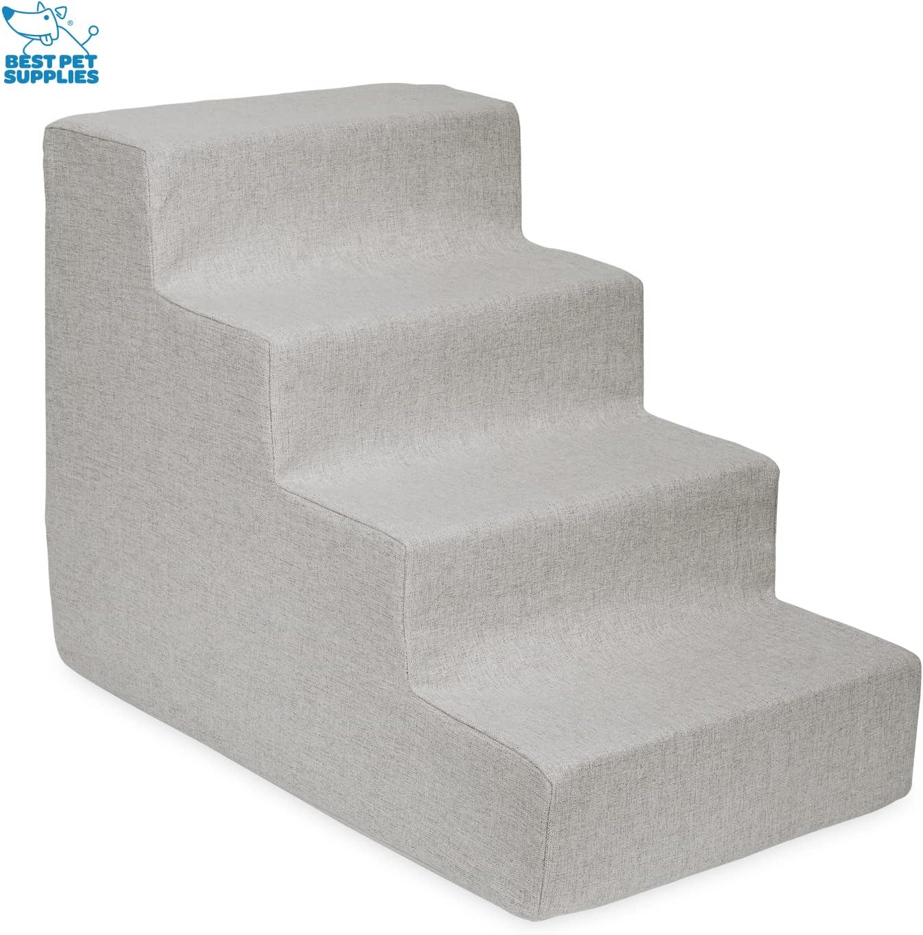 Best Pet Supplies Dog Stairs & Steps - Foam Steps for Small Dogs & Cats, Non-Slip Indoor Balanced Pet Step Support, Dog Ramp, No Assembly, Ash Gray Linen, 2-Step (12-inch Height)
