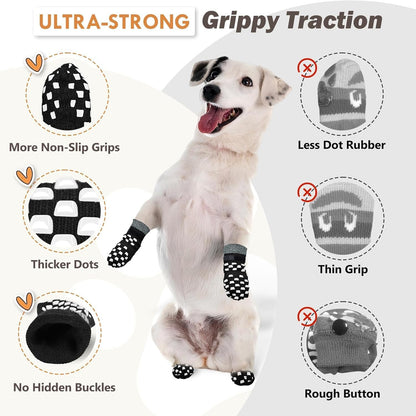 Anti Slip Dog Socks to Prevent Licking Paws, Dog Shoes for Hot/Cold Pavement, Dog Boots on Hardwood Floors, Traction Control Dog Booties & Paw Protectors for Small Medium Large Senior Dogs