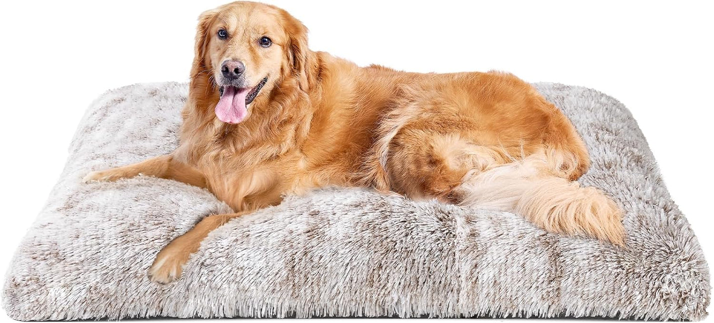 EHEYCIGA Fluffy Dog Crate Bed for Medium Dogs, Plush Faux Fur Crate Pad, Calming Anti Anxiety Medium Dog Bed, Washable Soft Warm Crate Mat with Non-Slip Bottom