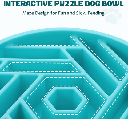 WHIPPY Slow Feeder Dog Bowl, Puzzle Maze Design to Slow Down Eating, 3-Cup Capacity, Anti-Gulping Food Bowl for Medium & Large Dogs,Black