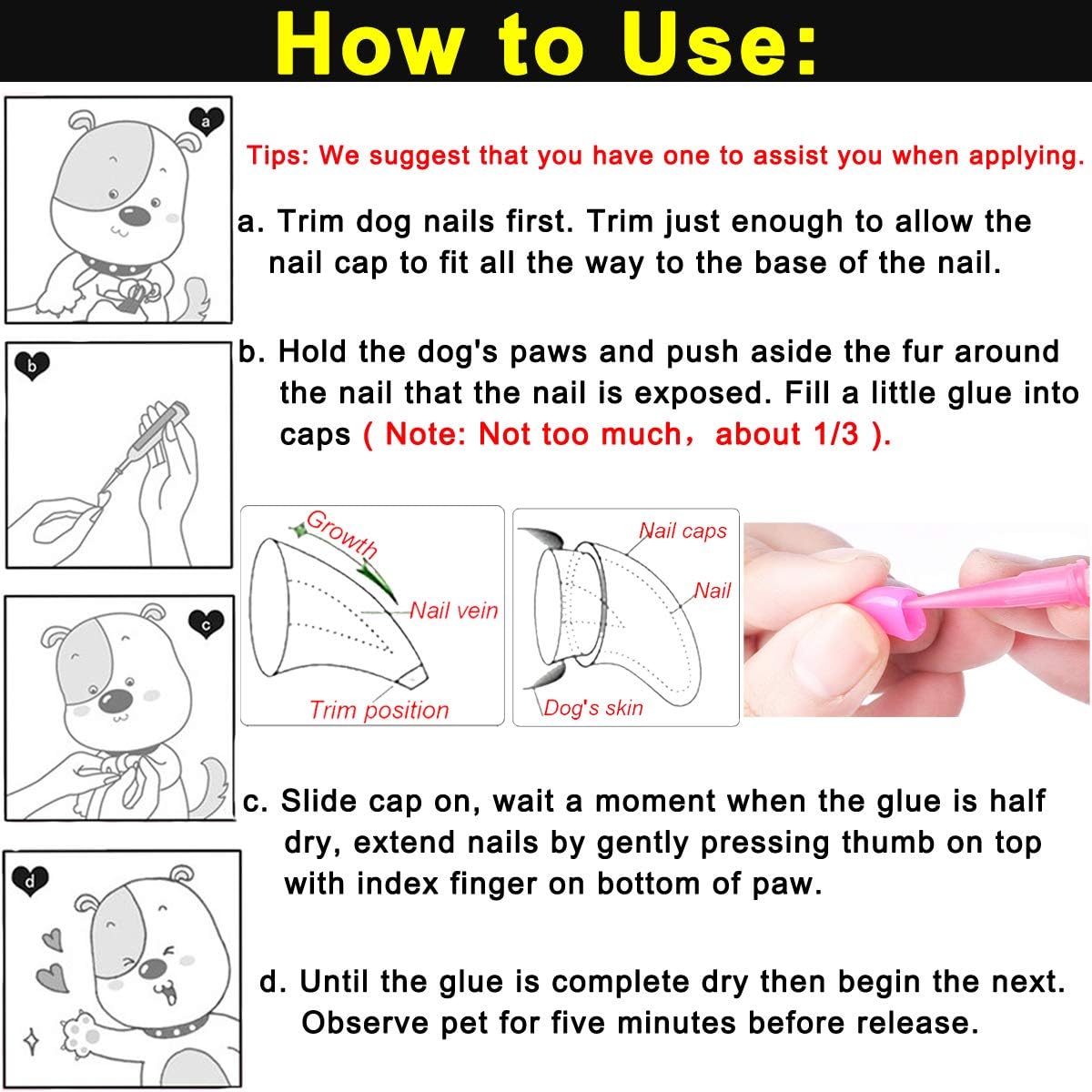 100pcs Dog Nail Caps, VICTHY Dog Claw Caps/Nail Cover with Glue and Applicators (XL)