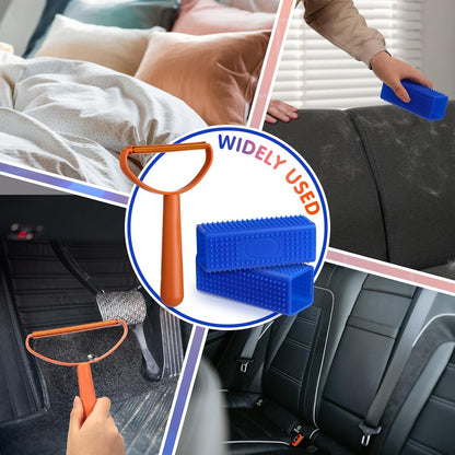 Honeydak 3 Pieces Hair Remover Tool Dog Hair Remover Pro Silicone Cleaner Brush Roller Fuzz Hairball Brush for Carpet Rake, Car Mat, Couch, Pet Bed, Clothes