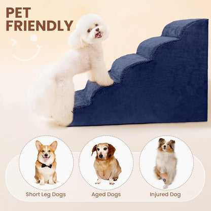 Dog Stairs for Small Dogs, 3 Tiers High Density Foam Dog Ramp, Extra Wide Non-Slip Pet Steps for High Beds Or Couch, Soft Foam Doggie Ladder for Dogs Injured, Older Pets, Small Cats