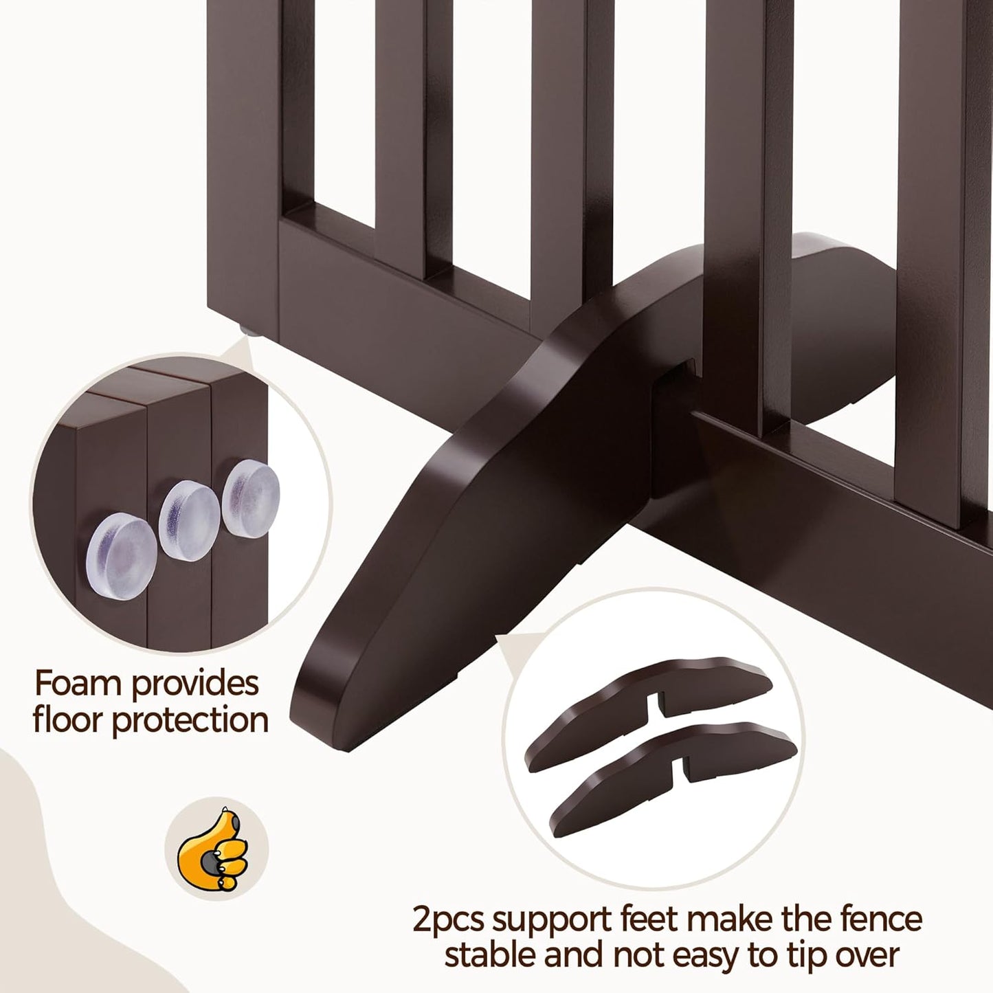 Topeakmart Dog Fence Indoor 36" Tall 3-Panels Wooden Foldable Dog Gate for Pets with 2 Support Feet Freestanding Pet Barrier for Doorways, Porch, Stairs, Kitchen Espresso 60" L × 36" H