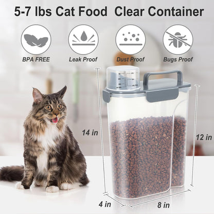 Dog Cat Food Storage Container, Pet Food Container Airtight with Large Spout & Cup, BPA-Free Plastic Food Dispenser for Pet Food, Bird Seed, Rice, Flour - Pink 2.5-5lb (1 pack)
