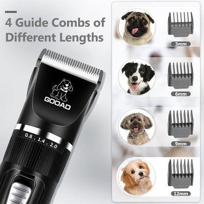 Dog Clippers for Grooming for Heavy Thick Hair&Coats,Low Noise Hair Trimmer,Rechargeable Cordless Pet Shaver, Dog Grooming Kit with Paw Trimmer Nail Grinder for Small Large Dogs