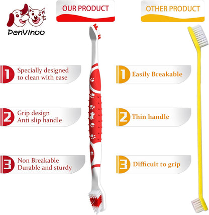 Dog Toothbrush pet Toothbrush Finger Toothbrush Small to Large Dogs,Cats with Soft Bristles Non Slip Dual Head Dog Toothbrush
