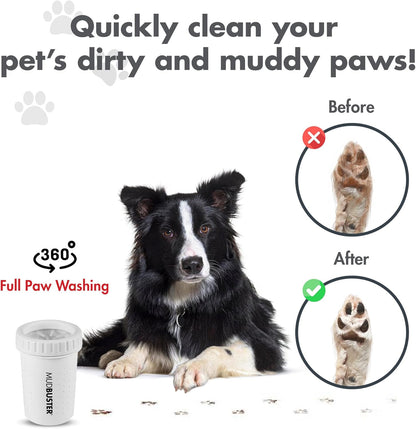 Dexas MudBuster Medium Dog Paw Cleaner in Fuchsia - Fits 1.5"-2.5" Wide Paws, Portable Paw Washer for Muddy Paws, Dog Paw Cleaning Cup with Gentle Silicone Bristles, Quick Clean Pet Paw Washer