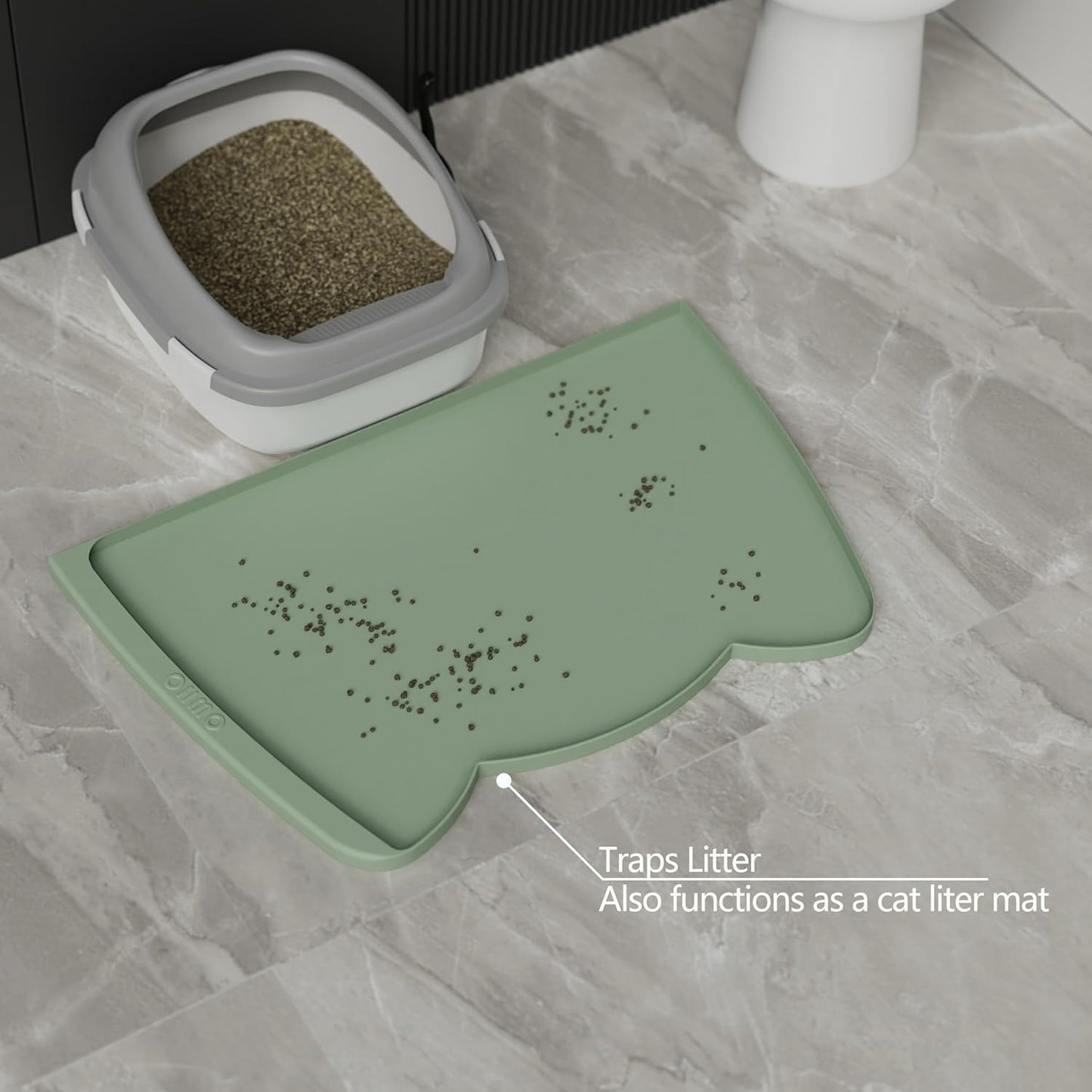 OHMO - Cat Food Mat, Silicone Pet Feeding Mat for Floor Non-Skid Waterproof Dog Water Bowl Tray, Easy to Clean Pet Placemat (Erythrinus, 18 * 9.8'')