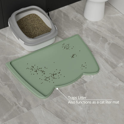 OHMO - Cat Food Mat, Silicone Pet Feeding Mat for Floor Non-Skid Waterproof Dog Water Bowl Tray, Easy to Clean Pet Placemat (Erythrinus, 18 * 9.8'')