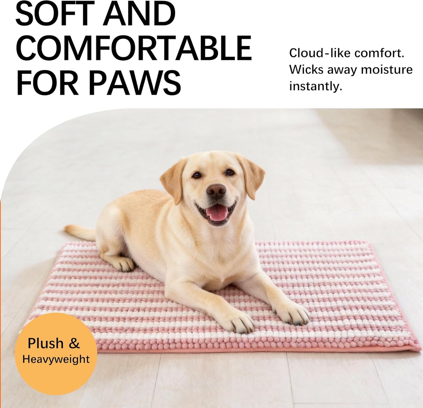 Dog Door Mat for Muddy Paws - Absorbent Quick-Dry Non-Slip Washable Chenille Pet Rug, Indoor Entryway Mat for Front Door & Crate (Brown, 24" L*16" W)