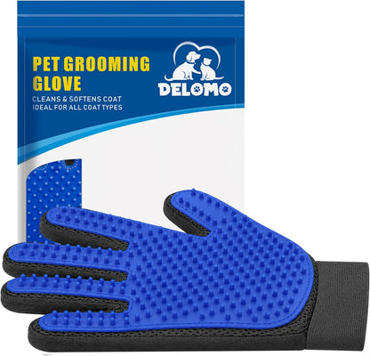 Pet Hair Remover Glove - Gentle Pet Grooming Glove Brush - Deshedding Glove - Massage Mitt with Enhanced Five Finger Design - Perfect for Dogs & Cats with Long & Short Fur - 1 Pack (Right-hand), Green