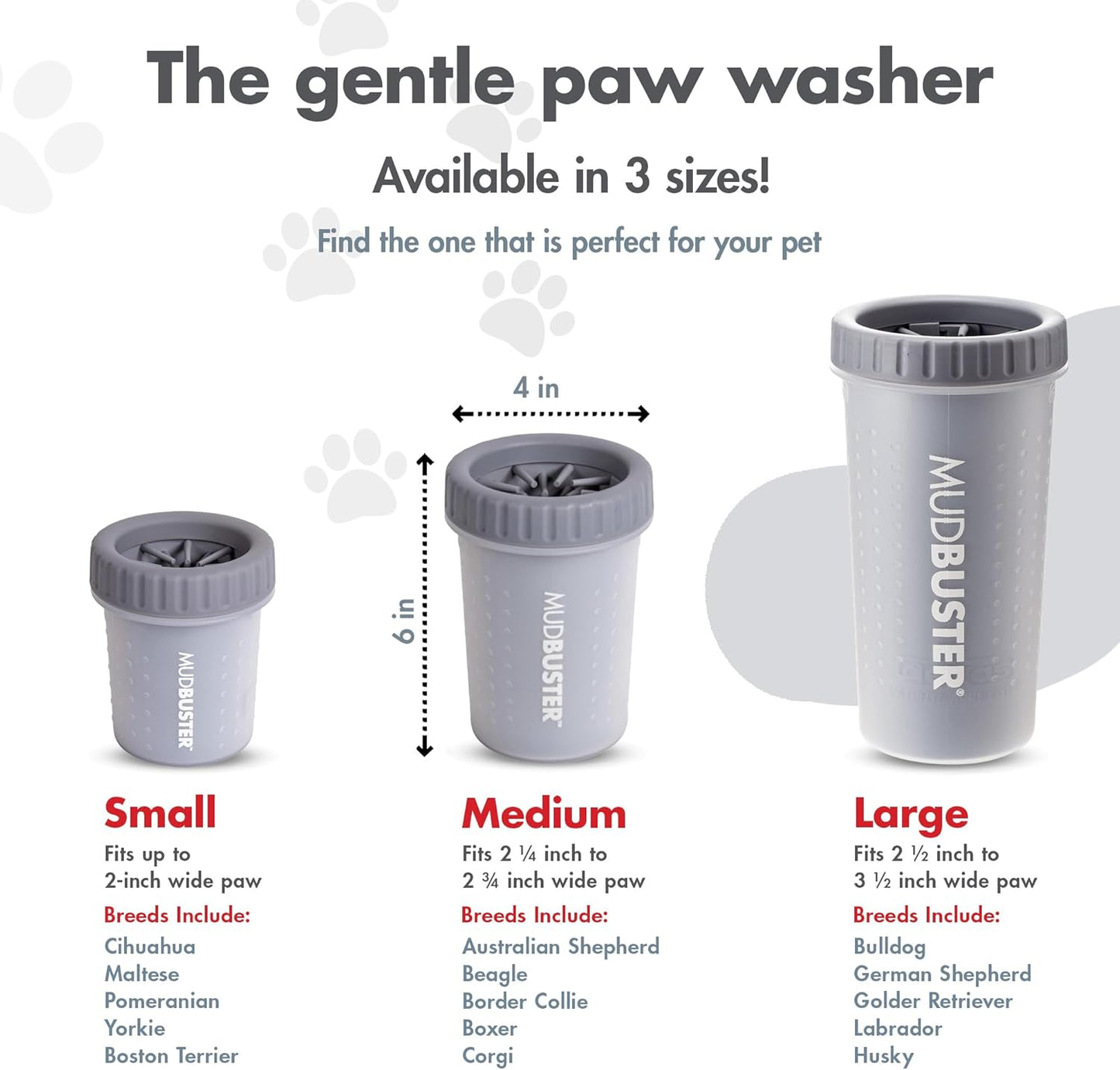Dexas MudBuster Medium Dog Paw Cleaner in Fuchsia - Fits 1.5"-2.5" Wide Paws, Portable Paw Washer for Muddy Paws, Dog Paw Cleaning Cup with Gentle Silicone Bristles, Quick Clean Pet Paw Washer