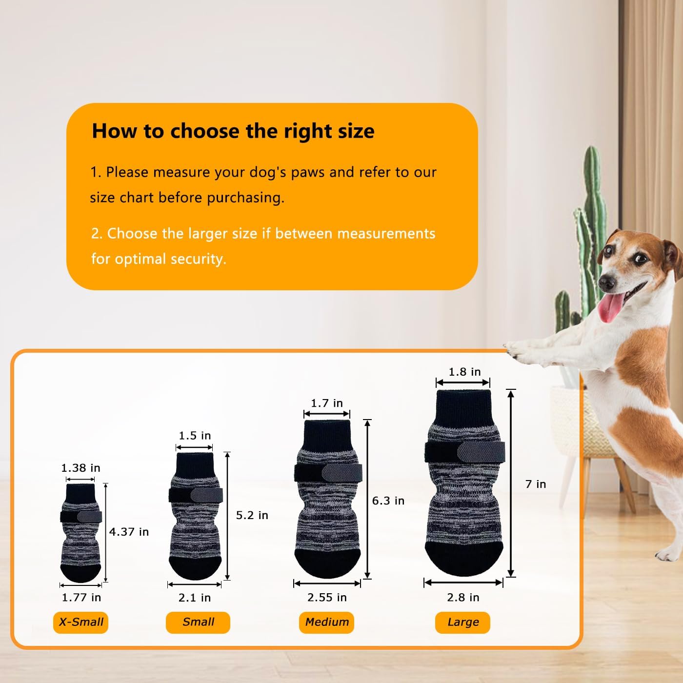 Dog Socks 12 Pack to Prevent Licking Paws, Anti Slip Dog Booties and Paw Protectors for Hardwood Floors Hot Pavement, Suitable for Small Medium Large Senior Dogs - Size Medium
