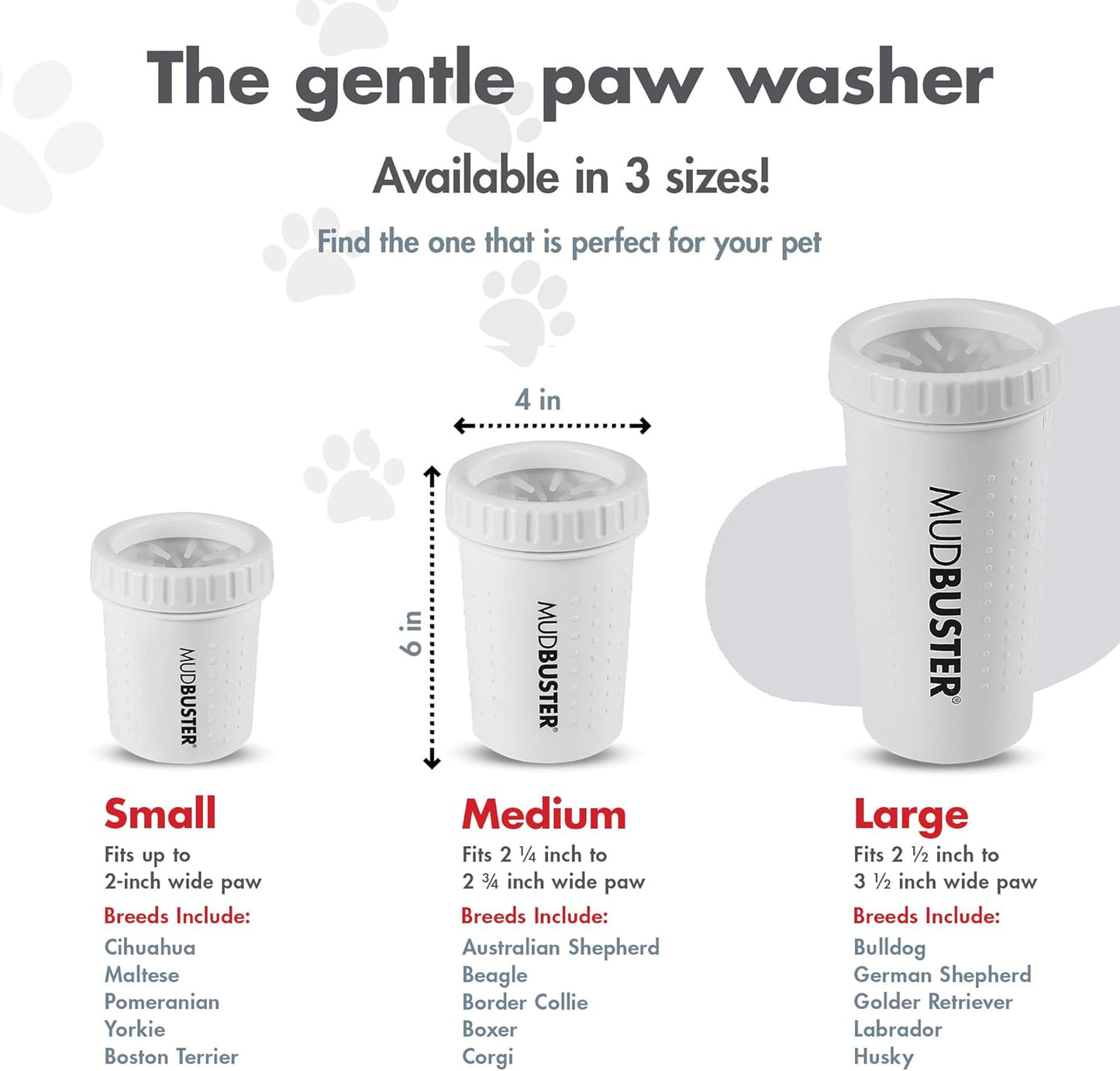 Dexas MudBuster Medium Dog Paw Cleaner in Fuchsia - Fits 1.5"-2.5" Wide Paws, Portable Paw Washer for Muddy Paws, Dog Paw Cleaning Cup with Gentle Silicone Bristles, Quick Clean Pet Paw Washer