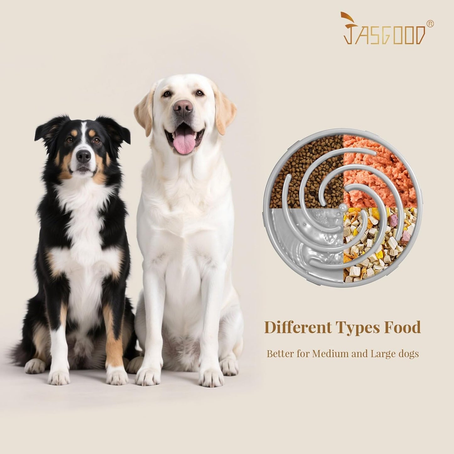 JASGOOD Slow Feeder Dogs Bowl for Large Medium Dogs,Anti-Gulping Pet Slower Food Feeding Bowls Stop Bloat,Preventing Choking