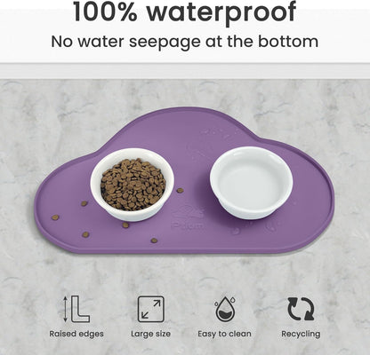 Ptlom Silicone Pet Placemat for Dogs and Cats, Non-Slip Waterproof Dog Feeding Bowl Mats for Food and Water, Small Medium Large Pet Puppy Tray Mat Prevent Residues from Spilling onto The Floor, Beige