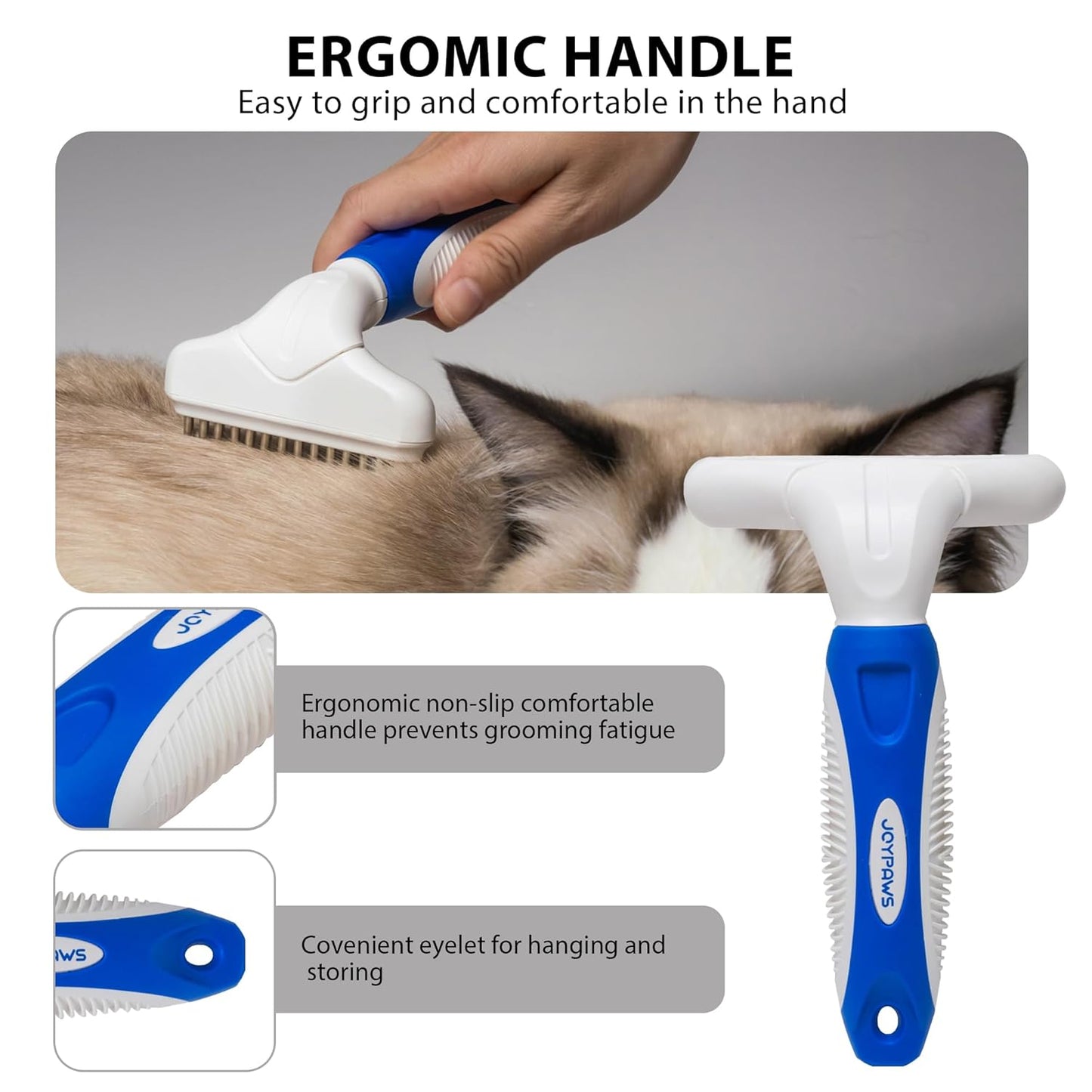 Dog Cat Grooming Tool Rake, Pet Dematting Tool with Stainless Steel Shedding Comb, Double Row Pet Rake Gently Remove Loose or Tangled Hair from Undercoat Black