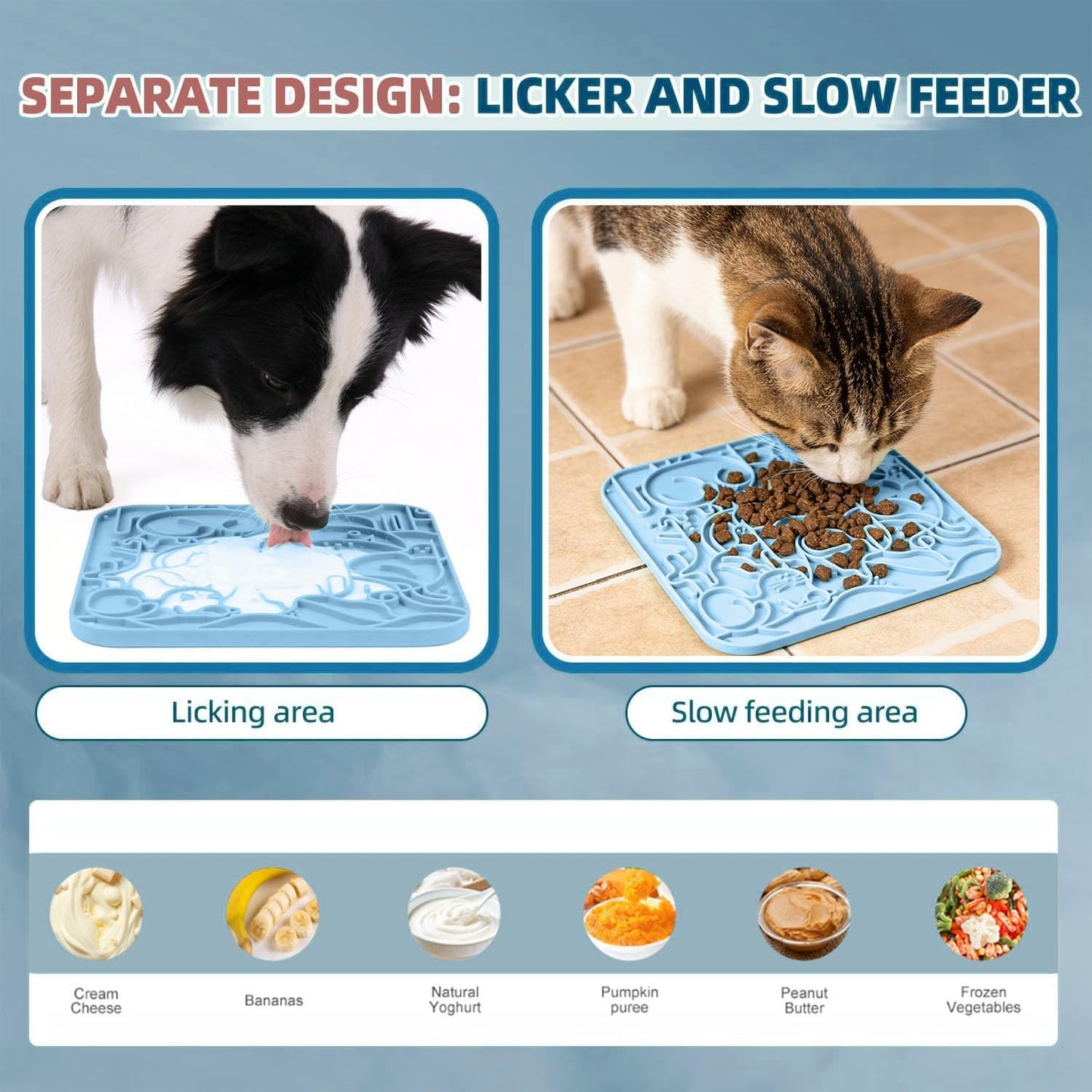 VI-FA Lick Mat for Dogs & Cats, Slow Feeder Licking Pad with Suction Cups for Anxiety Relief, Puppy & Kitten Mat for Bath Time, Grooming & Training (2 Pack, Yellow+Green)