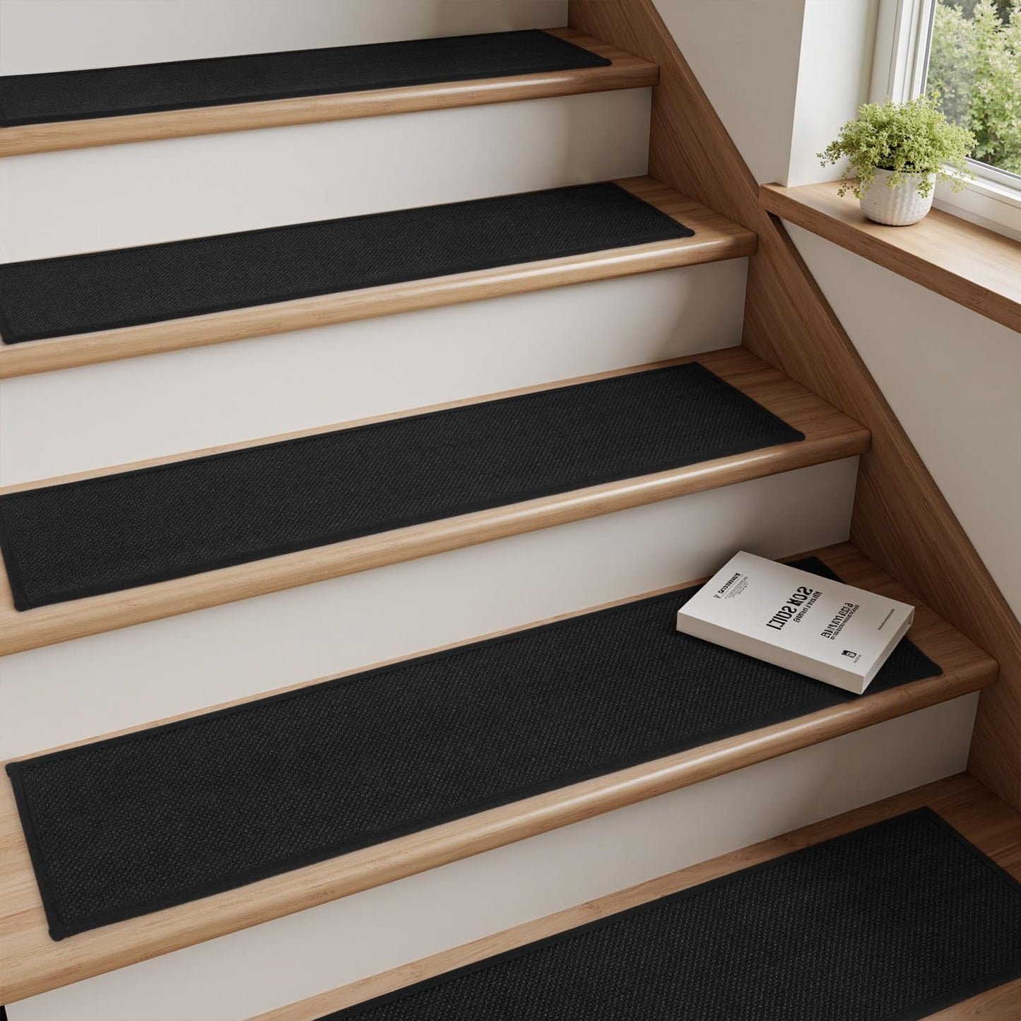 PADOOR Stair-Treads Non Slip 15PCS, Stair Treads for Wooden Steps Rubber Backing Indoor, Carpet Stair Treads Residue Free, Stair Runner Durable Stair-Carpet Treads for Kids and Dogs 8"x30" Beige
