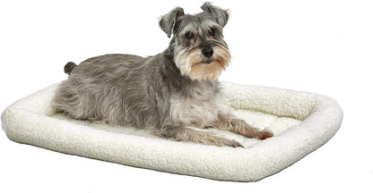 MidWest Homes for Pets QuietTime Dog Bed - White Fleece Bolster, Ultra-Soft and Machine Washable, Fits 24-Inch Crates and Carriers, for Small Breed Dogs