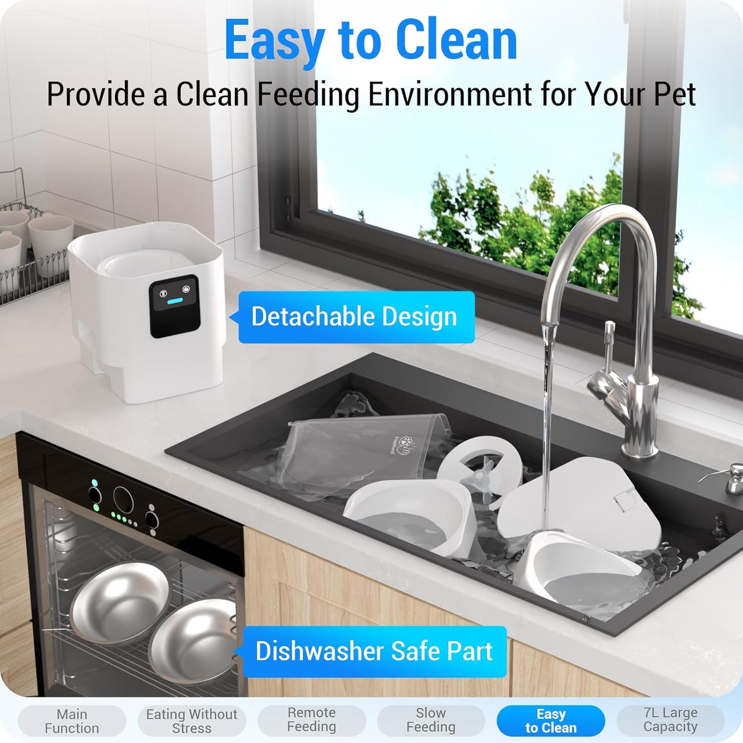Frienhund Automatic Cat Feeder with 2K Camera: 5G WiFi Automatic Dog Feeder with Night Vision,Cat Food Dispenser with 7L Large Food Storage Container for Multiple Pet,Detachable for Easy Clean -29 Cup