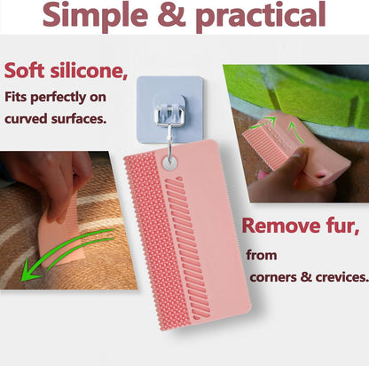 2 Pack Portable Pet Dogs Cats Hair Remover Lint Removal Shaver Tool Fur Scraper Carpet Rake for Couch Furniture Car Mats Fabric Sofa Clothes Bedding Pink