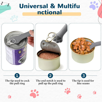 Uiifan 8 Pcs Cat Food Can Covers Lids Set, Silicone Pet Food Can Lids with Multi-Function Cat Foods Spoon and Opener, Silicone Wet Foods Spoon for Cats and Dogs(Pink)