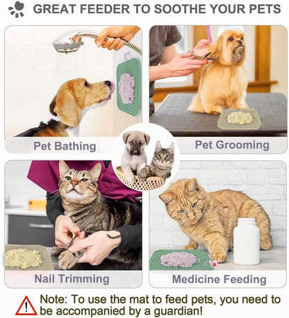 Licking Mat for Dogs & Cats with Suction Cups, 1 Pack Square Dog Slow Feeder Lick Pat for Anxiety Relief & Boredom, Dog Toys to Keep Them Busy, Pets Grooming Bathing Training Mat