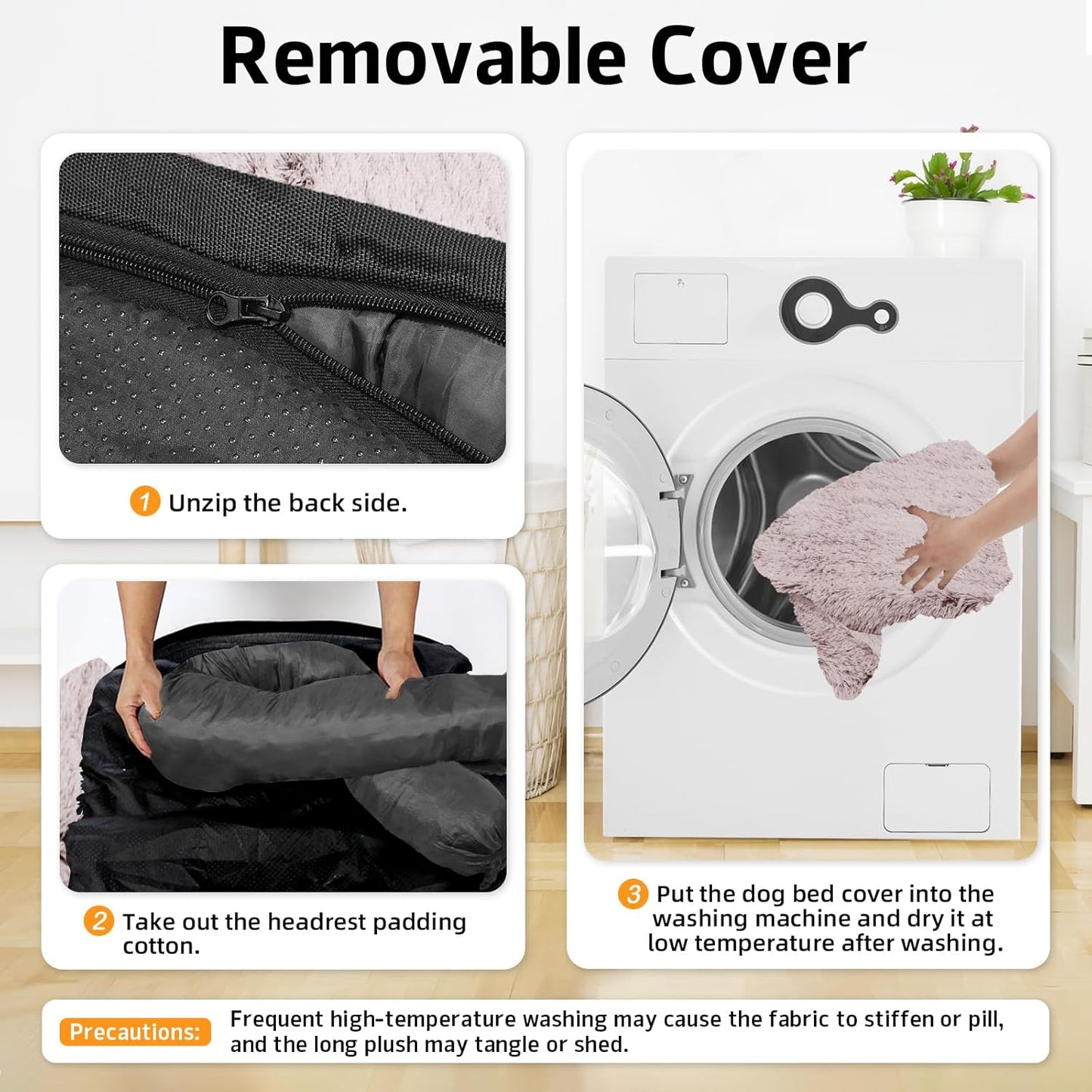 Calming Dog Bed Fluffy Plush Dog Mat for Furniture Protector with Removable Washable Cover for Large Medium Small Dogs and Cats (Large, Light Grey)