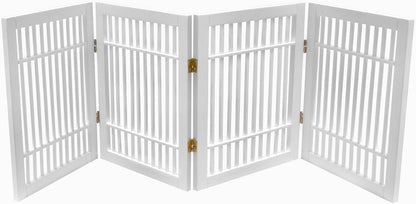 Urnporium Freestanding Wooden Dog Gate for Doorways – Foldable Acacia Wood Pet Gate, No Drill Portable Indoor/Outdoor Puppy Fence Barrier (White Pet Gate, 3 Panel 24" Tall)