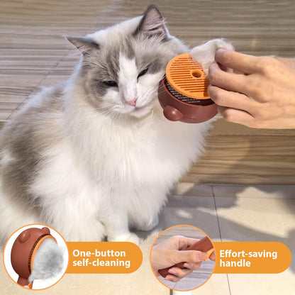 Double-Sided Pet Deshedding Dematting Comb & Steam Brush with 2 Spray Levels, Extra-Wide Detangling Undercoat Rake for Long-Hair Dogs & Cats Matted Fur, Knots, Rechargeable Grooming & Massage Tool