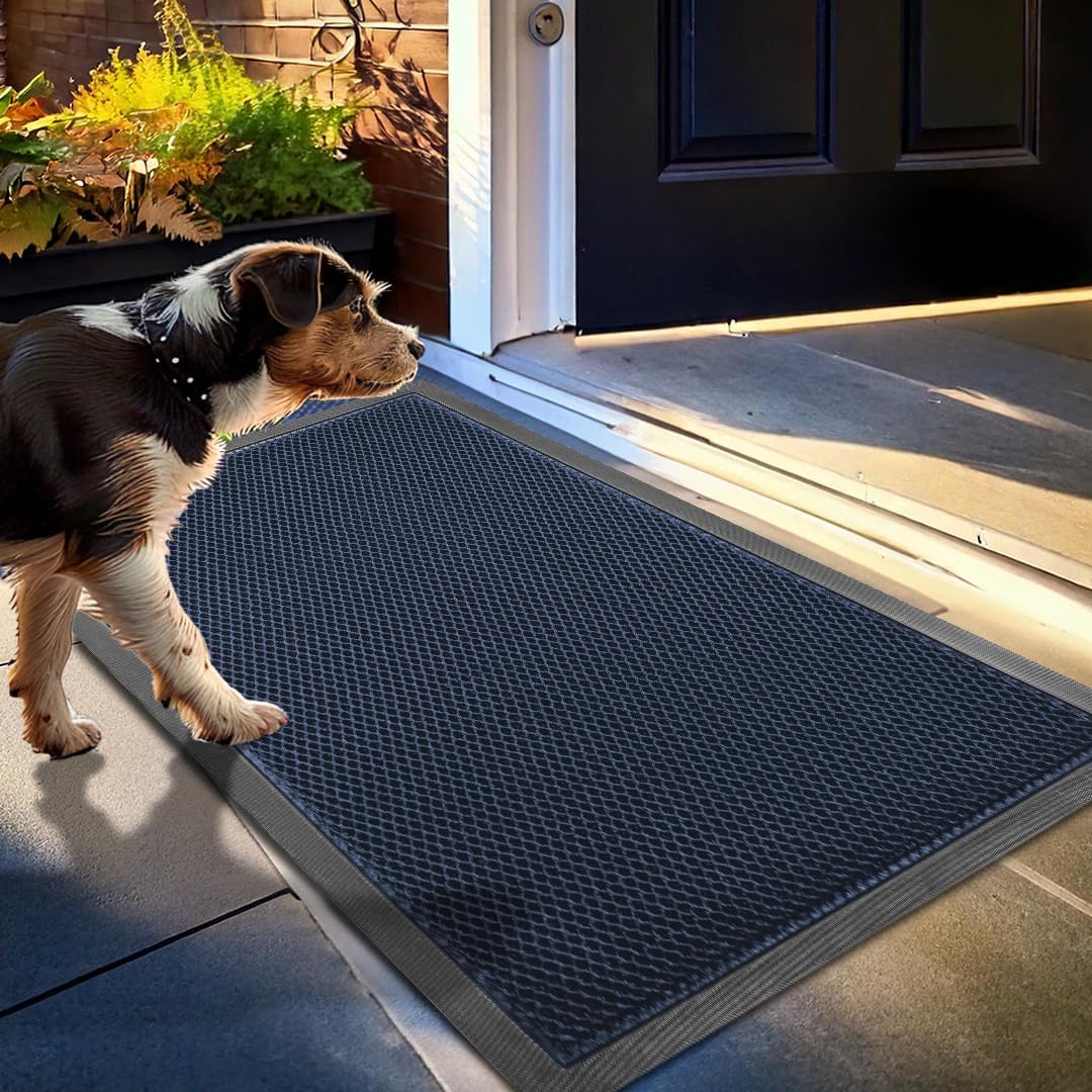 Muddy Mat® Meshy Mat™ Door Mat Heavy-Duty Quick-Dry Floor Mat, Sand & Dirt Trapper for Indoor & Outdoor, Ideal for Entrance, Mudrooms,Patios & Garages,Low-Profile,Non-Slip,Washable– Black 17"x30"x0.4"