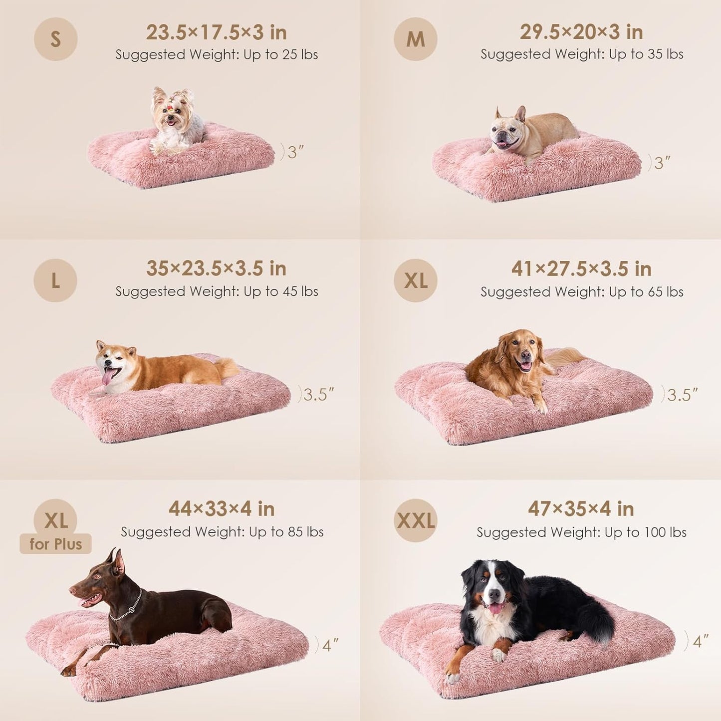 EHEYCIGA Fluffy Dog Crate Bed for Medium Dogs, Plush Faux Fur Crate Pad, Calming Anti Anxiety Medium Dog Bed, Washable Soft Warm Crate Mat with Non-Slip Bottom