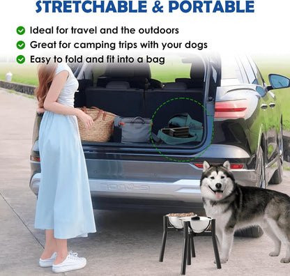 Elevated Dog Bowls for Large and Extra Large Dogs, Adjustable Width Dog Bowl Stand for 7-10.6" Wide Bowls, Food and Water Feeder, 13.7 in Tall Single Holder (Bowl Not Included)