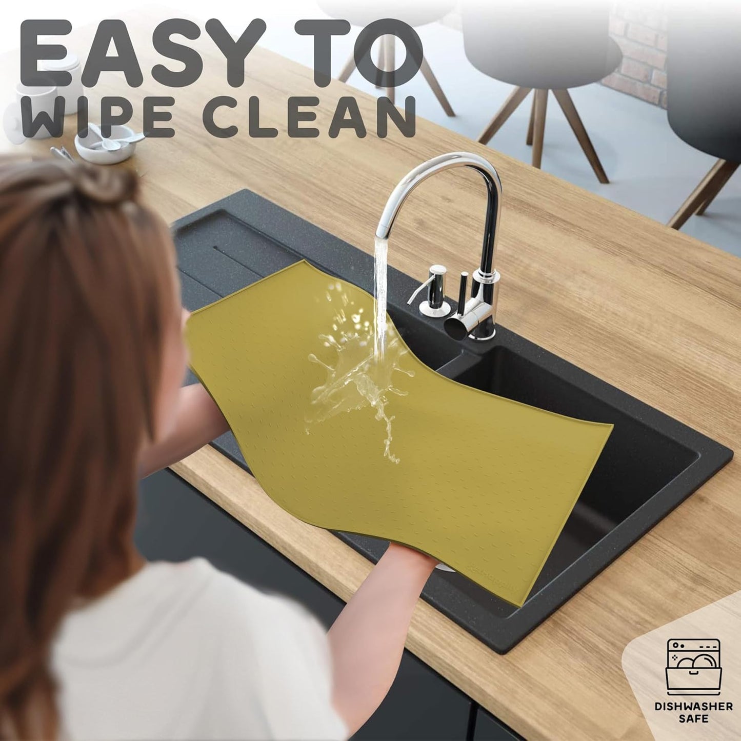Dog Food Mat - Raised Edges Dogs Mat for Food and Water Prevent Spill, Waterproof Cat Food Mats Protect Floors, Easy Clean Dog Bowl Mats for Food and Water, Silicone Pet Feeding Placemats