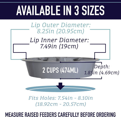 Leash Boss Slow Feeder Dog Bowls (1.5 Cup) Puzzle Dog Food Bowl with Feeder Holes, Fits into Elevated Pet Feeders, Slow Eating for Large, Medium & Small Sized Breeds - Gray