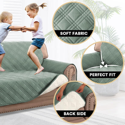 PrinceDeco 100% Waterproof Couch Cover for 3 Cushion Couch Sofa Pet Friendly Non-Slip Couch Cover for Dogs Washable Water Resistant Furniture Protector with Elastic Straps(Sofa 68", French Oak)