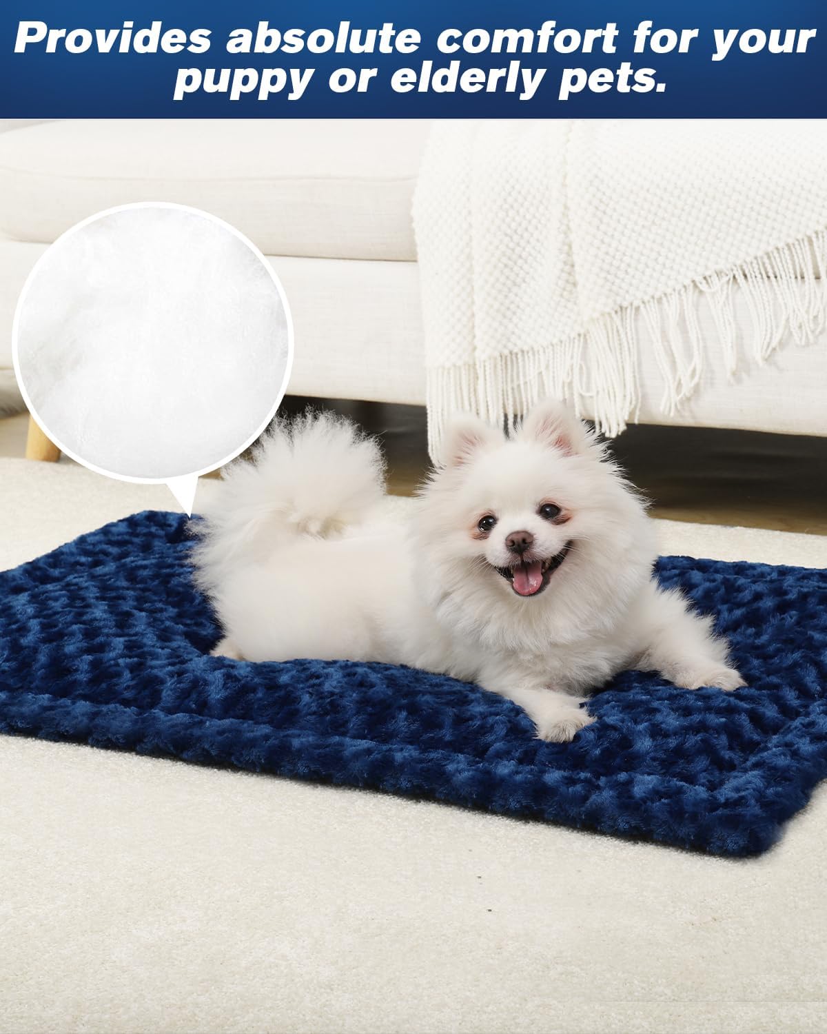 Washable Dog Bed Mat Ultra Soft Dog Crate Pad Comfy Fluffy Pet Kennel Beds Sleeping Mattress for Large Jumbo Medium Small Dogs, 36 x 23 Inch, Gray
