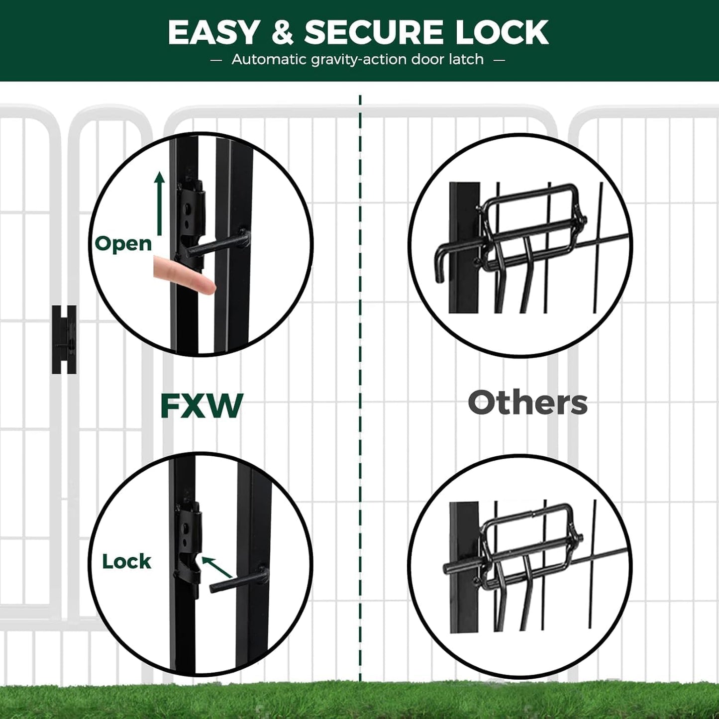 FXW Rollick Unleashed Dog Playpen for Indoor, Yard, RV Camping, 24 inch 8 Panels for Small and Puppy Dogs, Black│Patented