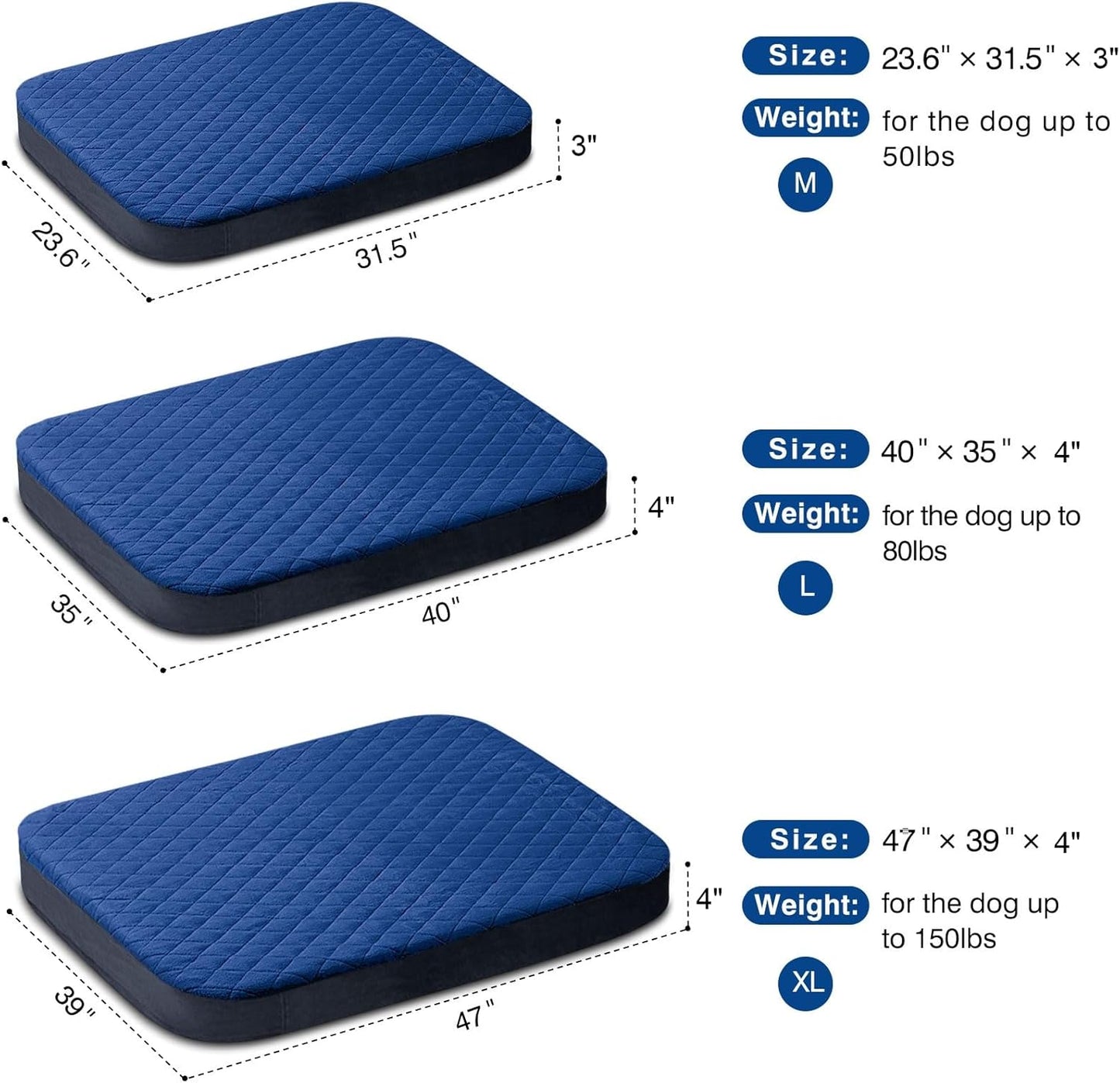 Large Dog Bed, High Density Foam, Good Resilience for Enough Cushion to Large Dogs Such as Great Dane, 47 * 39 Inches Widen Pet Bed, Non Slip Bottom with Removable Washable Cover